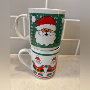 Pair of vintage retro Christmas mugs